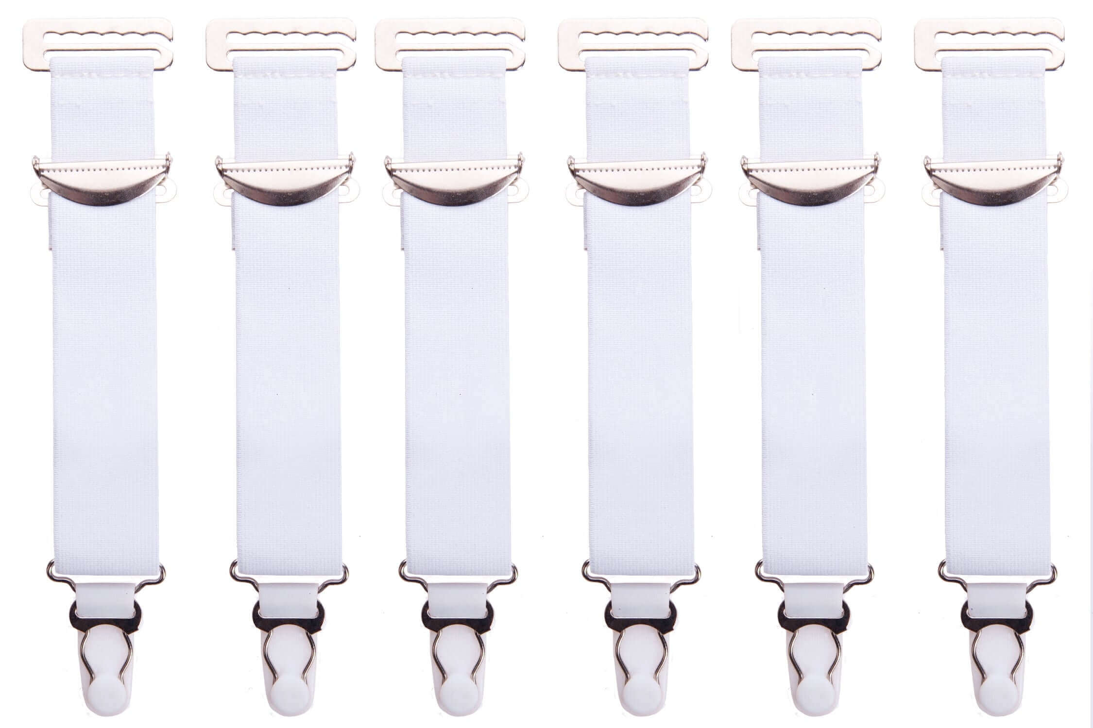6 Wide White High Quality Metal Suspenders/Garters  True Corset USA