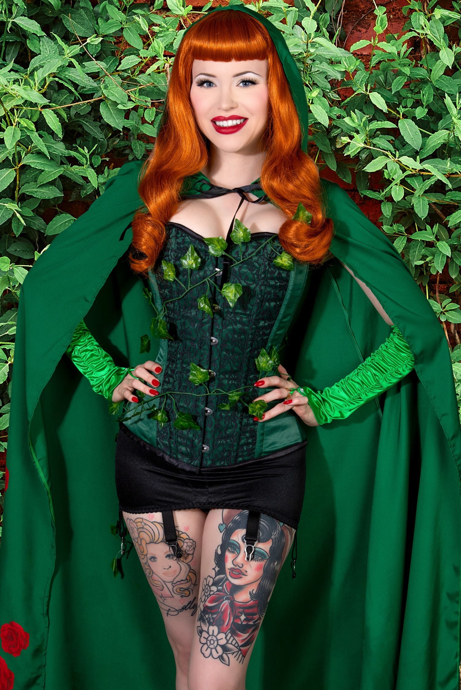 Poison Ivy Inspired Batman Corset in Emerald Green Satin