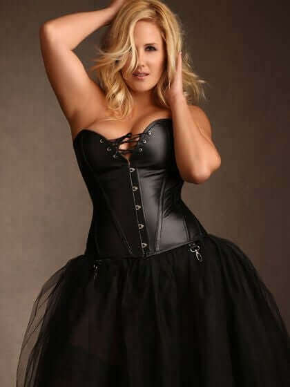 Plus Size Jules Steel Boned Black Leather Corset True Corset USA Plus Size Jules Steel Boned Black Leather Corset True Corset USA