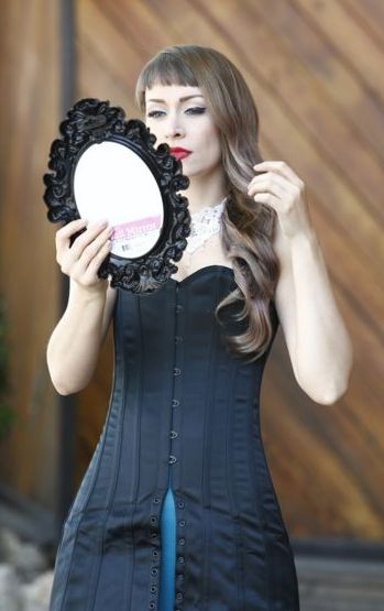 Kinnaird Ireland Black Duchess Satin Steel Boned Mini Corset Dress Kinnaird Ireland Black Duchess Satin Steel Boned Mini Corset Dress
