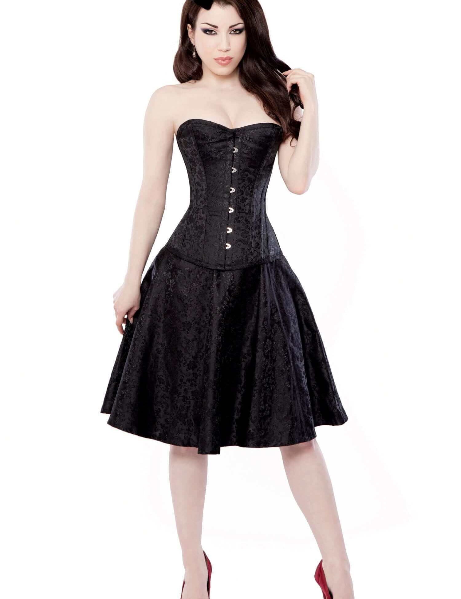 Black Floral Corset Dress True Corset USA Black Floral Corset Dress True Corset USA