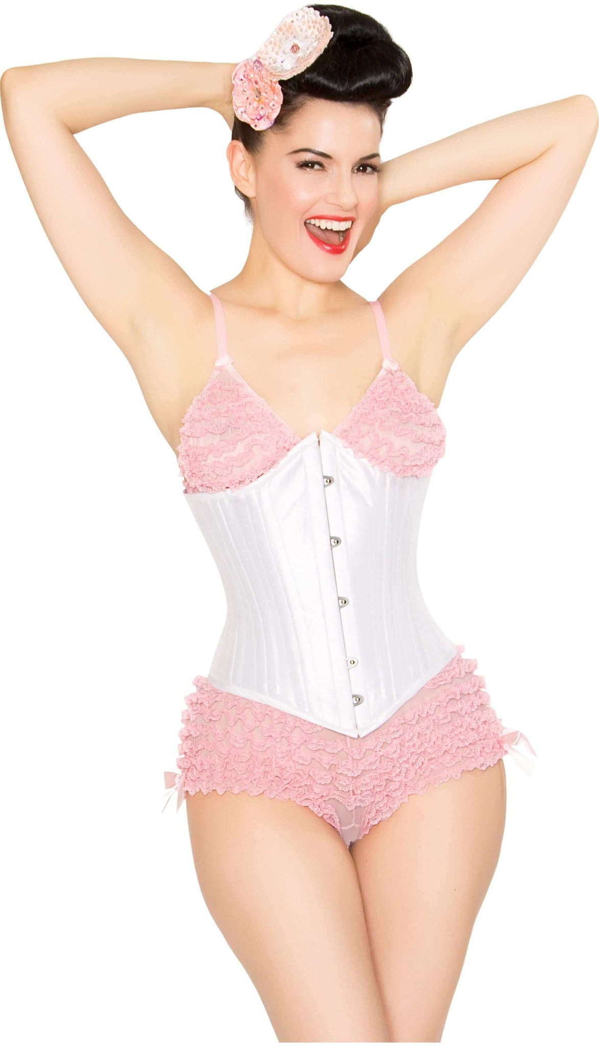 Playgirl Faith 24 Steel Boned White Waist Training Corset True Corset USA